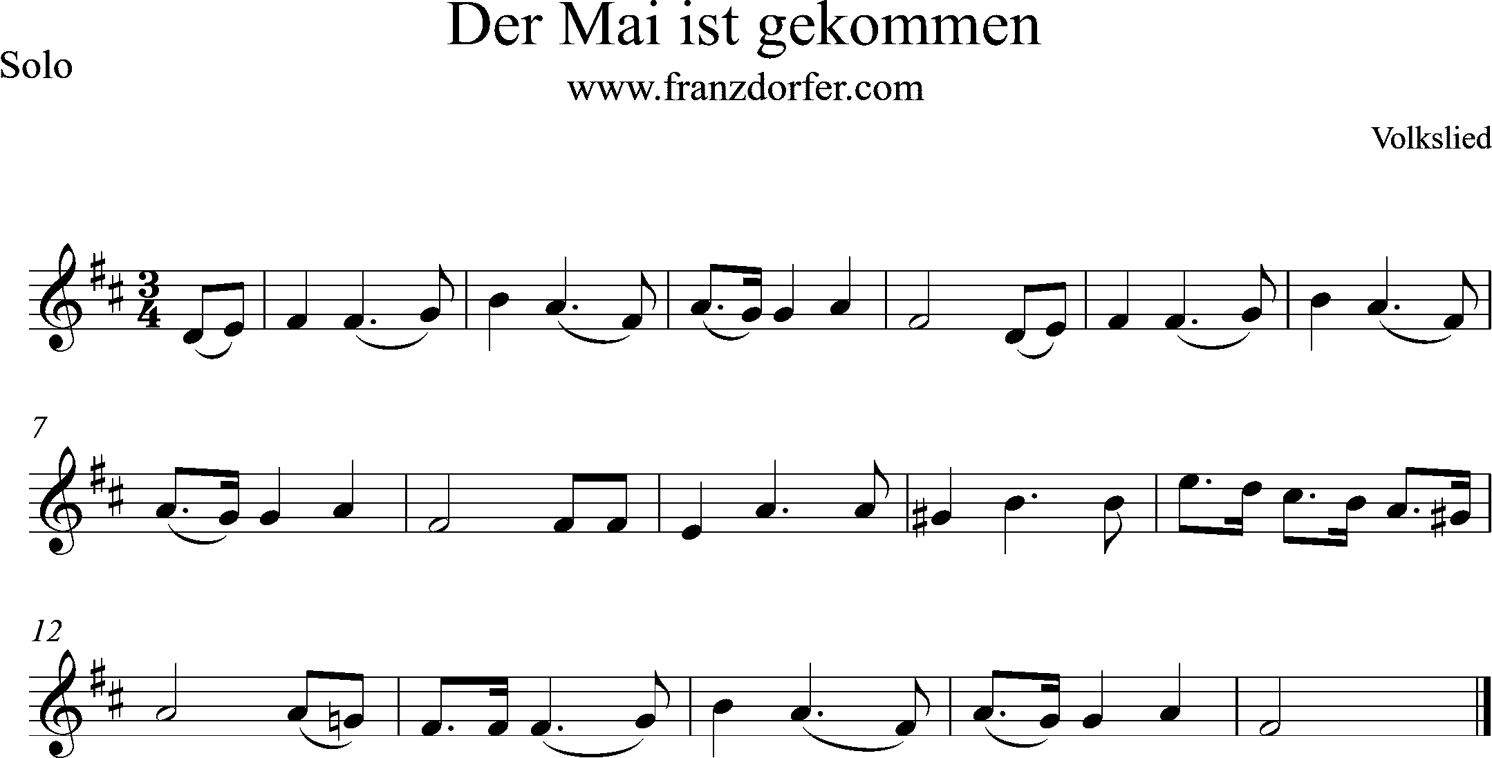 D-Dur, noten, Der MAi ist